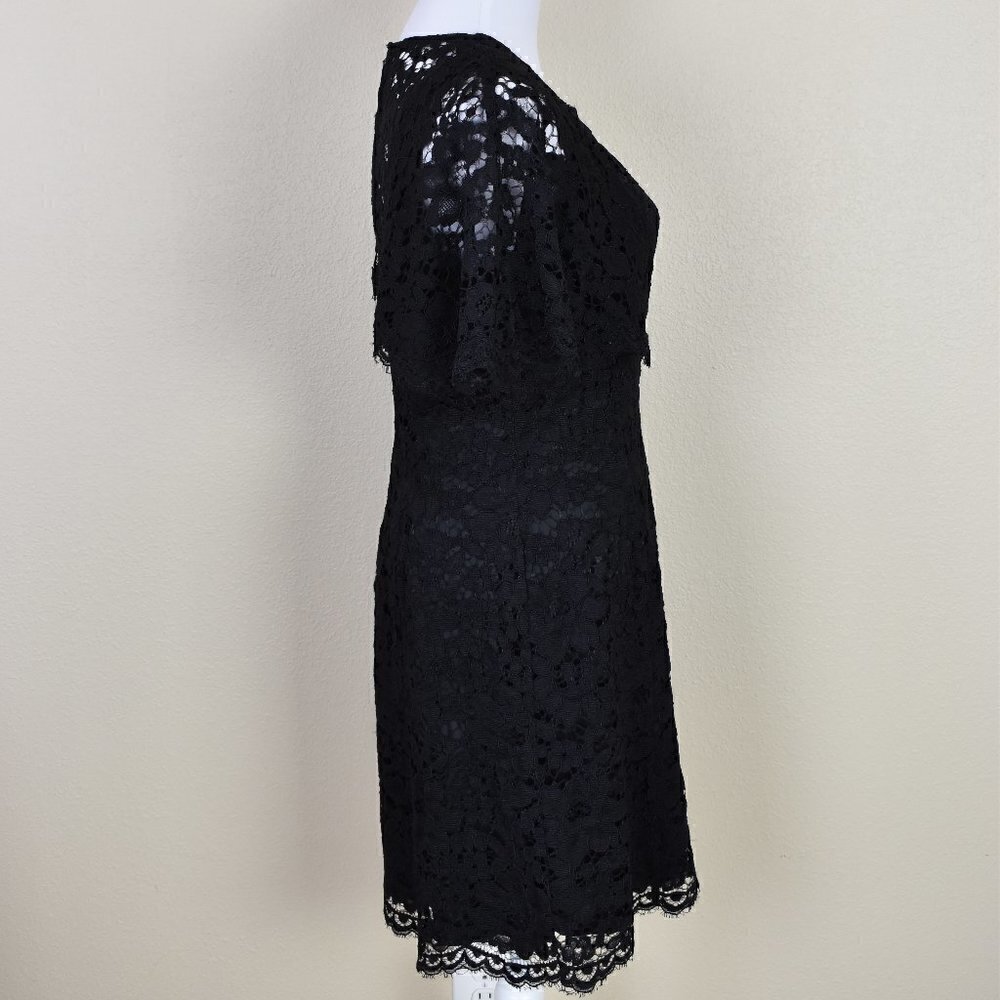 Vince Camuto Black Lace Cape Sleeve Dress 8 - Picture 5 of 8